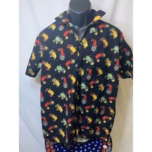 Max Boxxer Button-Front Shirt Short Sleeve Tractors Mens Size Medium